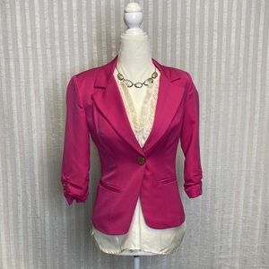 XOXO Pink fitted blazer, size small. (SUM187)